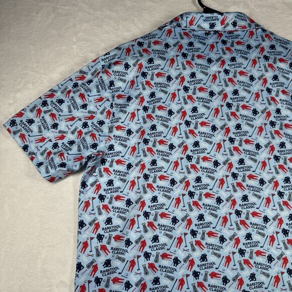Barstool Sports Golf Polo Shirt Mens M Blue Performance All Over Print - Picture 9 of 12